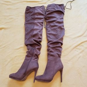 Taupe, Thigh high boots